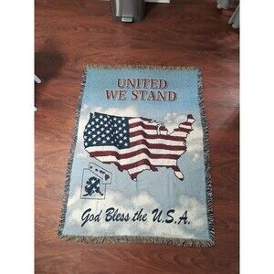 American Flag Tapestry Throw Blanket USA 72" Long  51" Wide. Front And Back Pics